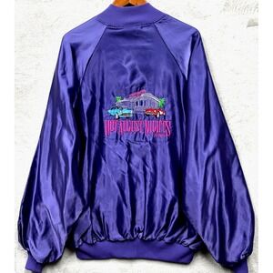 Vintage Hot August Nights Car Show 1991 Satin Bomber Jacket Size XXL Purple